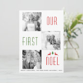 Onze eerste Noel eerste Kerstmis eenvoudige fotoka Kaart (Staand voorkant)