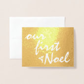 Onze eerste Noel - holly berry kerstgoud Folie Kaarten (Voorkant met envelop)