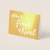 Onze eerste Noel - holly berry kerstgoud Folie Kaarten (Voorkant)