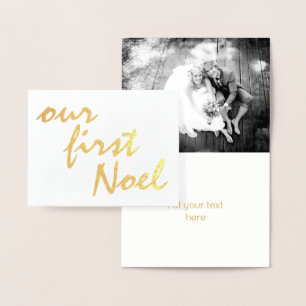 Onze eerste Noel holly berry kerstgoud Folie Kaarten