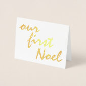 Onze eerste Noel holly berry kerstgoud Folie Kaarten (Voorkant)