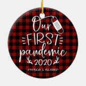 Onze Eerste Pandemie Koppel Aandenken Covid Keramisch Ornament (Achterkant)