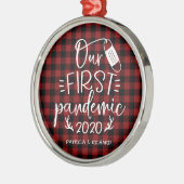 Onze Eerste Pandemie Koppel Aandenken Covid Metalen Ornament (Links)