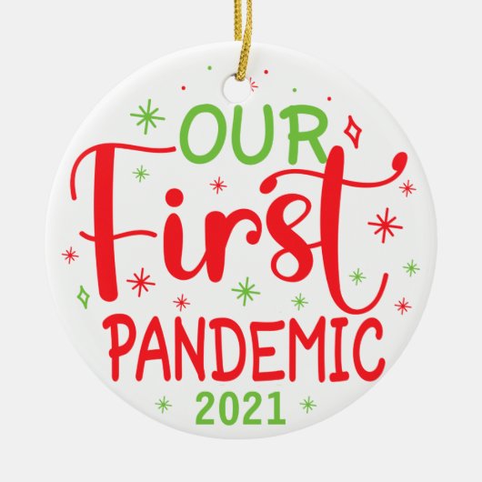 Onze eerste pandemische keramische sierbloem van 2 keramisch ornament (Voorkant)