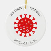 Onze eerste pandemische kerst-coronavirus Funny Keramisch Ornament (Voorkant)