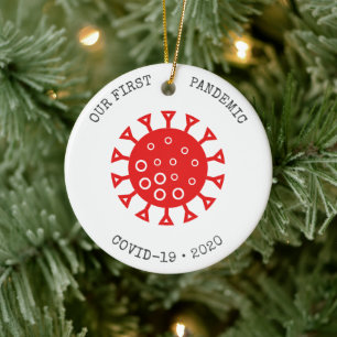 Onze eerste pandemische kerstman Coronavirus Funny Keramisch Ornament