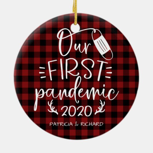 Onze eerste pandemische paraplu's keepomwille Covi Keramisch Ornament (Achterkant)