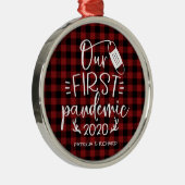 Onze eerste pandemische paraplu's keepomwille Covi Metalen Ornament (Rechts)