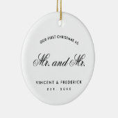 Onze eerste Pas getrouwd met kerstcadeau White Keramisch Ornament (Rechts)