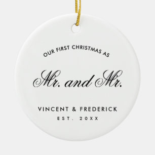 Onze eerste Pas getrouwd met kerstcadeau White Keramisch Ornament
