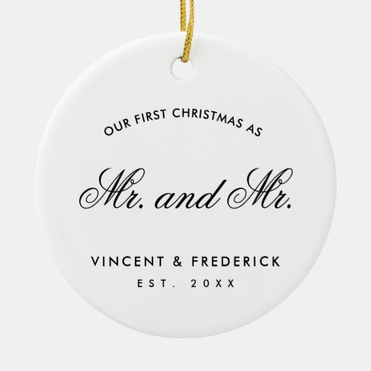 Onze eerste Pas getrouwd met kerstcadeau White Keramisch Ornament (Voorkant)