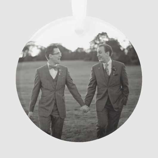 Onze eerste Pas getrouwd met kerstcadeau White Ornament (achterkant)