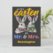 Onze eerste Pasen als Mr en Mrs Bunny Rabbit Kaart (Staand voorkant)