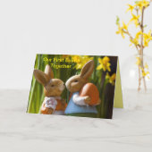 ONZE EERSTE PASEN SAMEN KONIJNENKOPPEL KAART (Gele Bloem)
