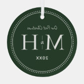 Onze eerste Passen getrouwd Monogram Groen Glas Ornament (Achterkant)