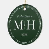 Onze eerste Passen getrouwd Monogram Groen Keramisch Ornament (Links)