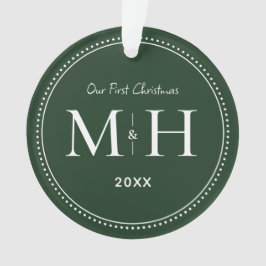 Onze eerste Passen getrouwd Monogram Groen Ornament