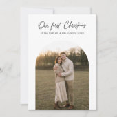 Onze eerste Passen getrouwd voor moderne kerstboog Feestdagenkaart (Voorkant)