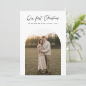 Onze eerste Passen getrouwd voor moderne kerstboog Feestdagenkaart (Staand voorkant)