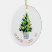 Onze eerste persoonlijke gevierde kerstboom keramisch ornament (Rechts)