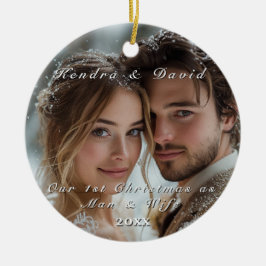 Onze eerste persoonlijke kerstfoto keramisch ornament