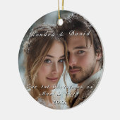 Onze eerste persoonlijke kerstfoto keramisch ornament (Links)