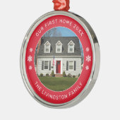 Onze eerste persoonlijke Rode Foto van het Huis Metalen Ornament (Links)