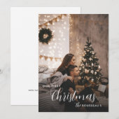 Onze eerste stedelijke romantische kerstfotokaart feestdagenkaart (Voorkant / Achterkant)