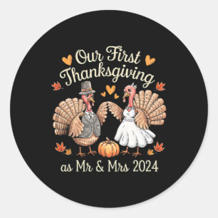 Onze eerste Thanksgiving als de heer en mevrouw Pa Ronde Sticker