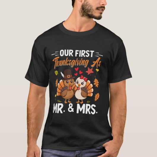 Onze eerste Thanksgiving als Mr. Mrs. Married Coup T-shirt (Voorkant)