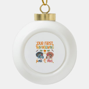 Onze eerste Thanksgiving, de heer en mevrouw Coupl Keramische Bal Ornament