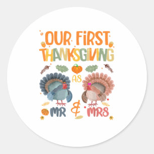 Onze eerste Thanksgiving, de heer en mevrouw Coupl Ronde Sticker