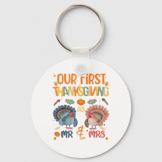 Onze eerste Thanksgiving, de heer en mevrouw Coupl Sleutelhanger (Voorkant)