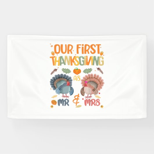 Onze eerste Thanksgiving, de heer en mevrouw Coupl Spandoek (Horizontaal)