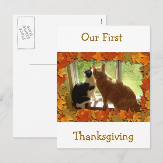 Onze eerste Thanksgiving Feestdagenkaart (Voorkant / Achterkant)