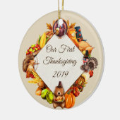 Onze eerste Thanksgiving kalkoendieren Keramisch Ornament (Links)