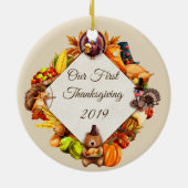 Onze eerste Thanksgiving kalkoendieren Keramisch Ornament (Achterkant)