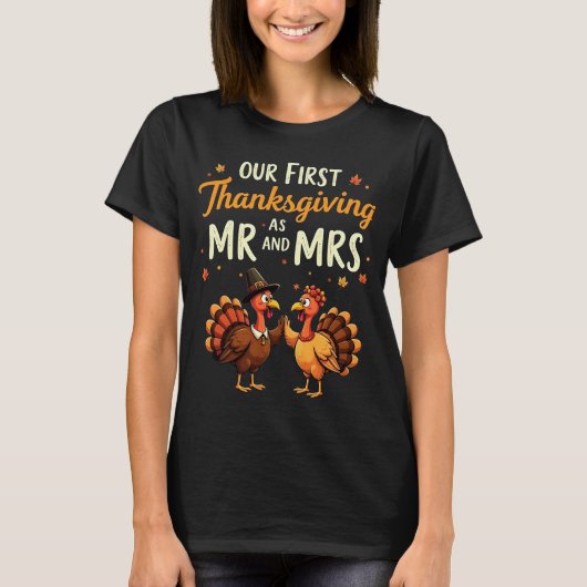 Onze eerste Thanksgiving meneer en mevrouw koppels T-shirt (Voorkant)