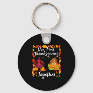 Onze eerste Thanksgiving samen bijpassende koppel Sleutelhanger
