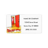 onze eerste thuiskomstdeur etiket (Voorkant)