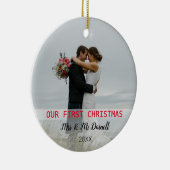 Onze eerste twee kerstfoto keramisch ornament (Rechts)