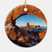 Onze eerste twee kerstfoto keramisch ornament (Achterkant)