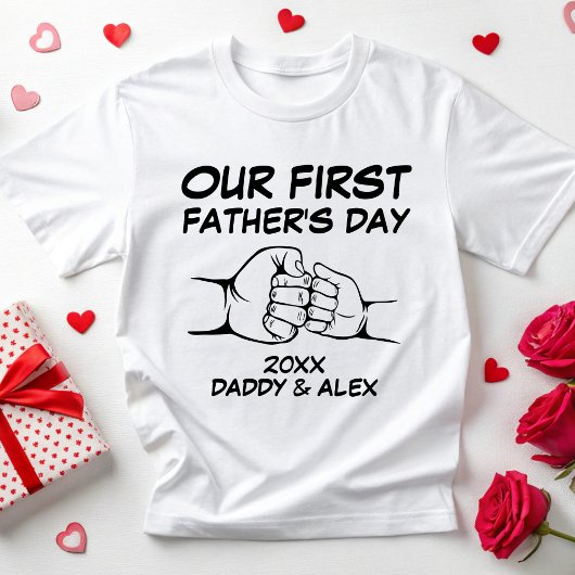 Onze Eerste Vaderdag 1e Vaderdag Papa Baby T-shirt