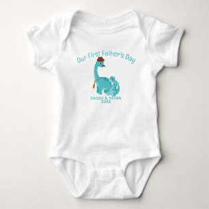 Onze eerste Vaderdag, Baby Dinosaurs aangepaste na Romper