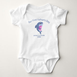 Onze eerste Vaderdag, Baby Shark aangepaste naam Romper