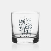 Onze eerste Vaderdag datum toevoegen Whisky Glas (Voorkant)
