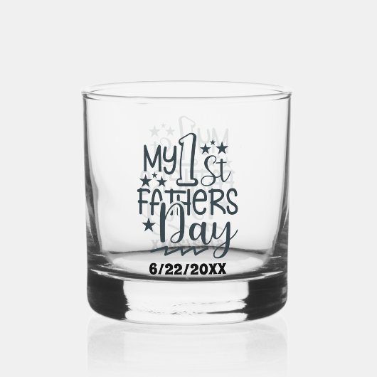 Onze eerste Vaderdag datum toevoegen Whisky Glas (Voorkant)