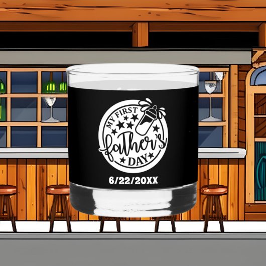 Onze eerste Vaderdag datum toevoegen Whisky Glas