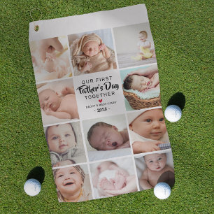 Onze eerste Vaderdag fotocollage Golfhanddoek