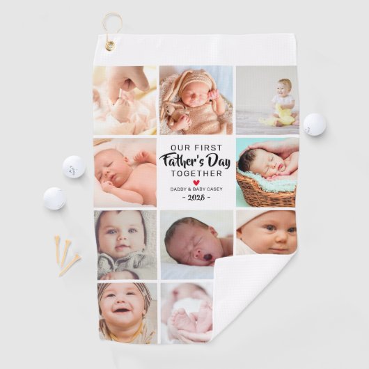 Onze eerste Vaderdag fotocollage Golfhanddoek (Insitu)